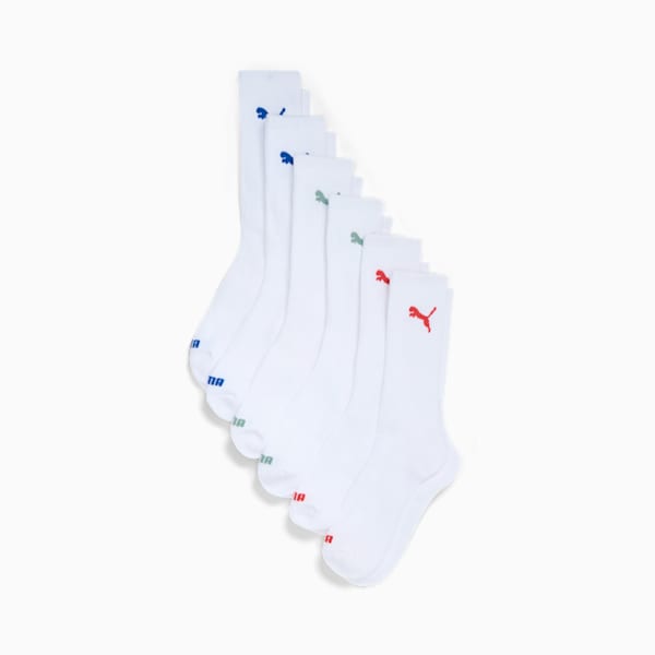 Men's Half-Terry Crew-Length Socks [3 Pairs], WHITE / RED, extralarge